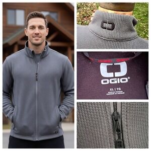 OGIO Grit Jacket Men Fleece Performance Utility Cadet‎ Collar Gray Full Zip XLT